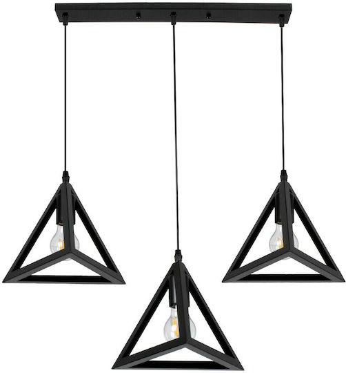 GloboStar Triangle Pendant Light Black Grid with Socket E27 70x22x130cm