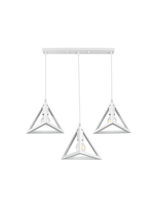 GloboStar Triangle Pendant Lamp 3xE27 White