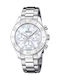 Festina Γυναικείο Ρολόι 39mm Χρονογράφος Μπαταρίας με Ασημί Μεταλλικό Μπρασελέ