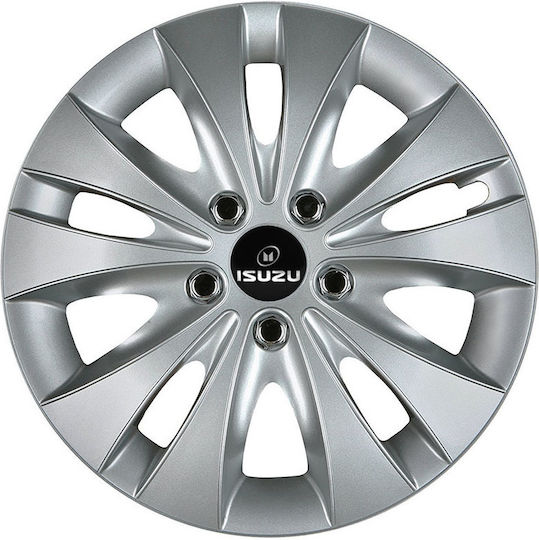 Jestic Car Hubcap Set Storm X with Isuzu Emblem 14" 4pcs Silver