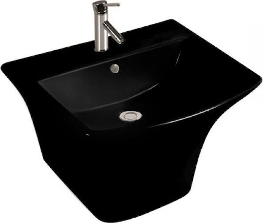 Inter Ceramic ICC5345 Wall Mounted Wall-mounted Sink Porcelain 53x46x39cm Black