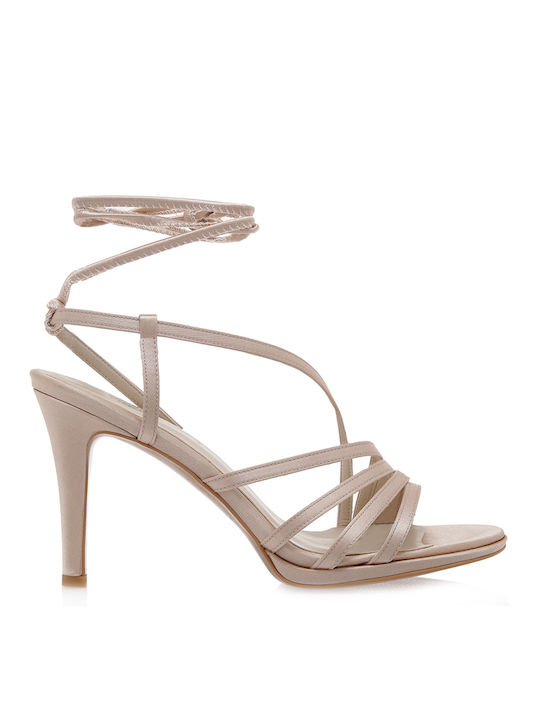 LARA CONTE MADRID SANDALS O420S727556F - NUDE SATIN O420S727556F-MINK SATIN