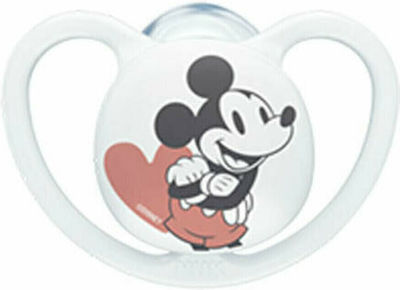 Nuk Orthodontic Pacifier Silicone Space Mickey & Minnie White with Case for 6-18 months 1pcs