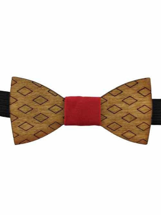 Men's Wooden Bow Tie Grammik Edition Wooden Bow Tie Walnut Bow Tie Red Bonjour Bebe "0021"