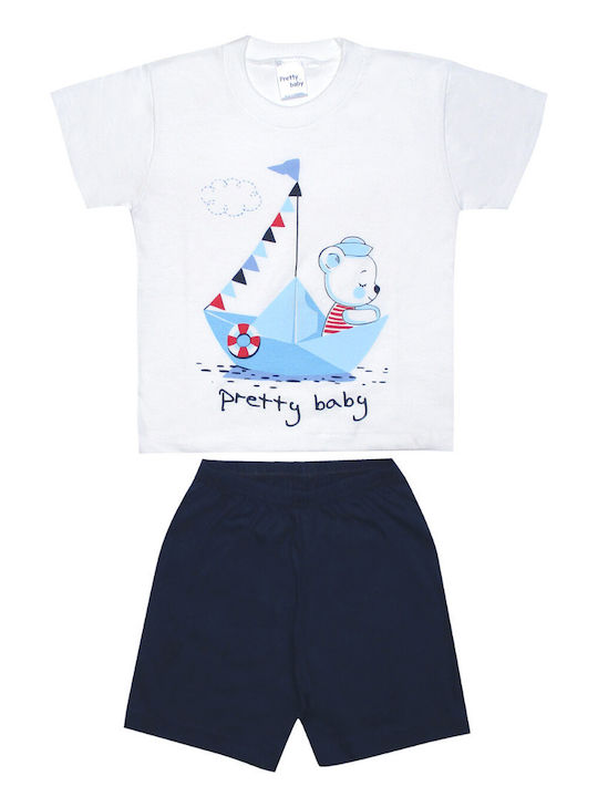 Pretty Baby Set Top & Bottom Kids Summer Pyjamas White