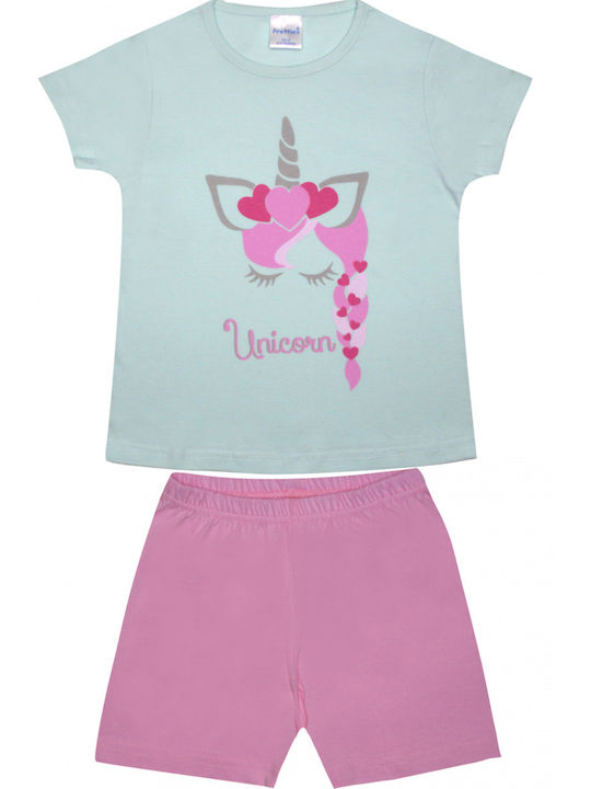 Pretty Baby Set Top & Bottom Kids Summer Cotton Pyjamas Turquoise