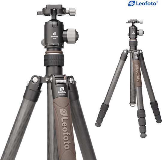 Leofoto Camera Tripod Urban LX-324CT Plus Ballhead XB-38 Made of Carbon Fiber with Spherical Head up to 171cm and Maximum Load 15kg