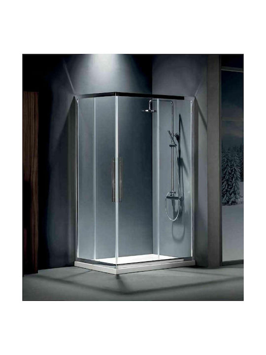 Devon Flow Corner Entry Καμπίνα Ντουζιέρας με Συρόμενη Πόρτα 110x110x195cm Clean Glass Chrome