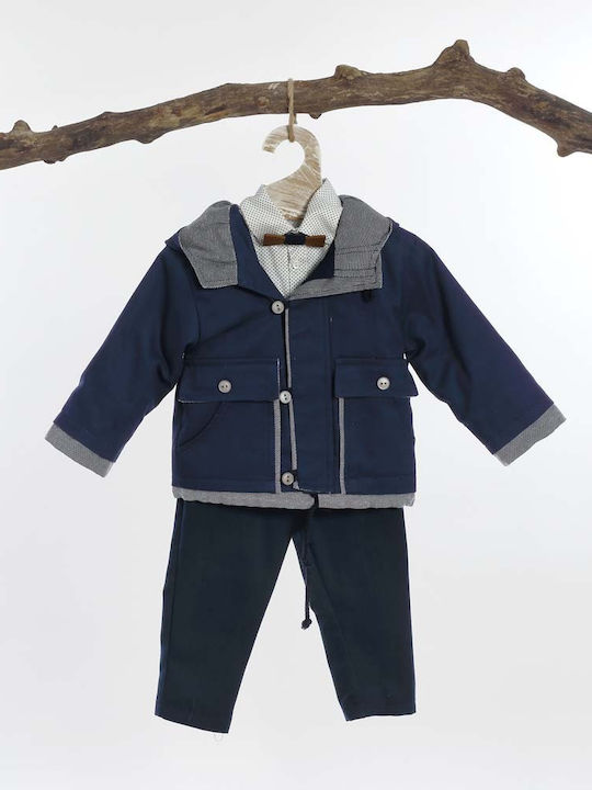 Lollipop Baptism Suit for Boys Blue K694 5 Pieces