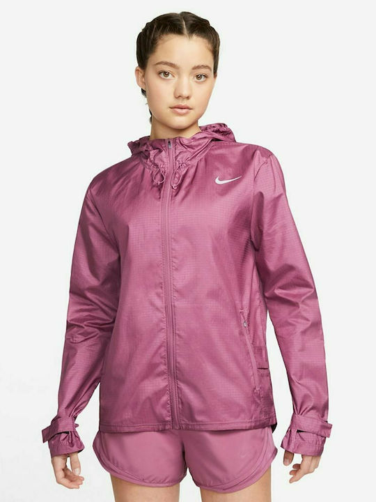 Nike Essential Γυναικείο Μπουφάν Running Αδιάβροχο Μωβ
