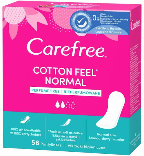 CareFree Cotton Feel Normal Perfume Free Σερβιετάκια 56τμχ