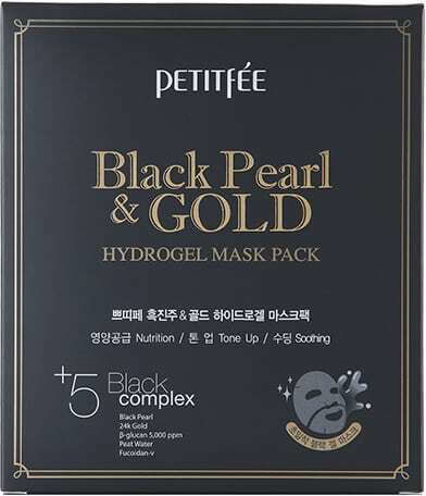 Petitfee Schwarze Perle & Gold Hydrogel Stoff 5 Stück