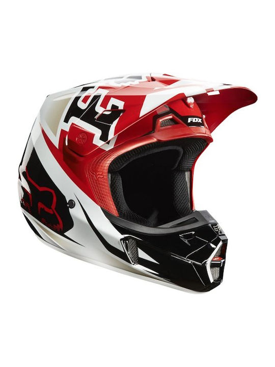 Fox V2 Anthem Red/White/Black Κράνος Μηχανής Motocross DOT / ECE 22.05