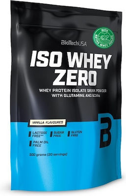 Biotech USA Iso Whey Zero with Glutamine & BCAAs Whey Protein Gluten & Lactose Free with Flavor Vanilla 500gr