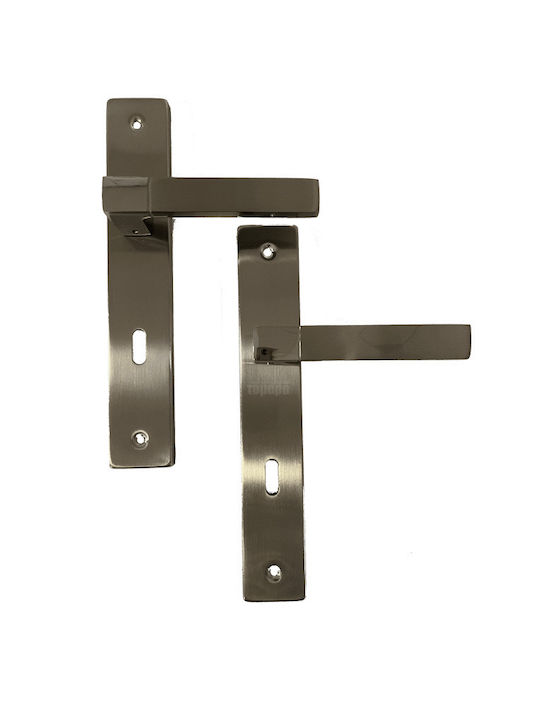 Khandles Middle Door Lever Plate 5200 Pair Nickel / Chrome