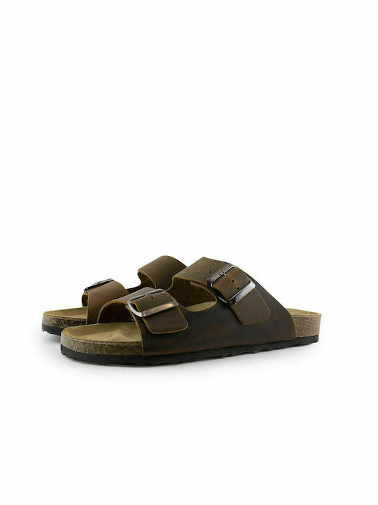 Relaxshoe Leather Women's Flat Sandals In Brown Colour