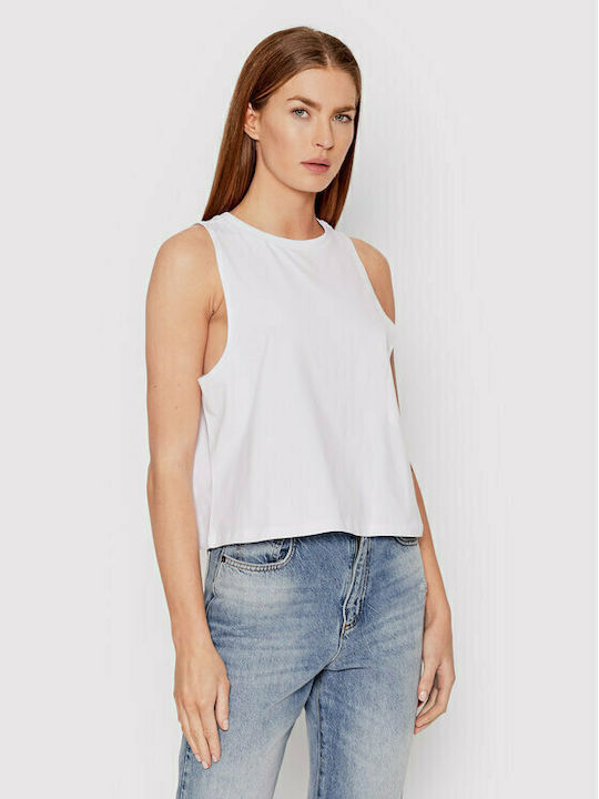 Noisy May Damen Sommer Crop Top Baumwolle Ärmellos Weiß