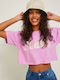 Women's Athletic Crop Top Short Sleeve Lilacc