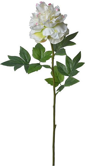 Ramură Decorativă Artificială Peony Alb 71cm Zaros