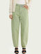 The Tide High Waist Women's Jean Trousers in Balloon Line Green