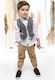 Mi Chiamo Boys Baptism Suit with Vest 4pcs Gray