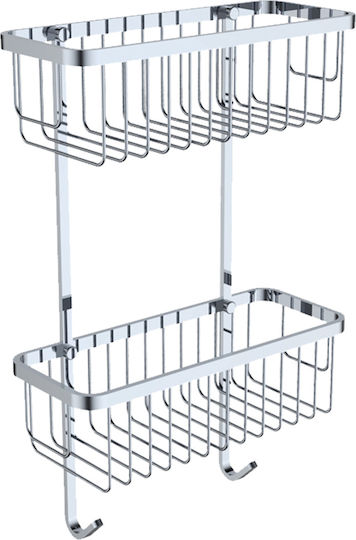 Vinci Compito Επιτοίχια Ραφιέρα Μπάνιου Inox με 2 Ράφια 30x12x45cm