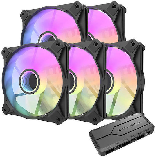 Darkflash Infinity 8 5in1 Вентилатор За Кутия 120мм (2000об/мин / 62.18cfm) С RGB Осветление И Свързване 4-изводна ШИМ