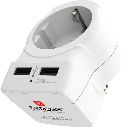 Skross Αντάπτορας Πρίζας σε Αμερικής με 2 Θύρες USB