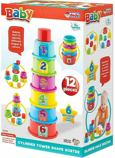 Dede Stacking Toy Tower with Numbers and Shapes for 12++ Months