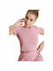 BodyTalk Women's Athletic Crop Top Short Sleeve Pink