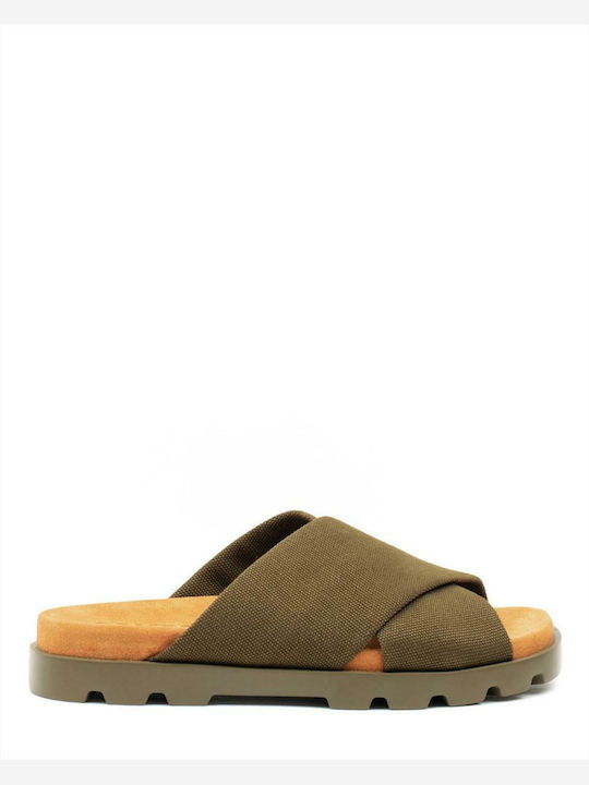 Camper Brutus Leder Herrensandalen in Grün Farbe