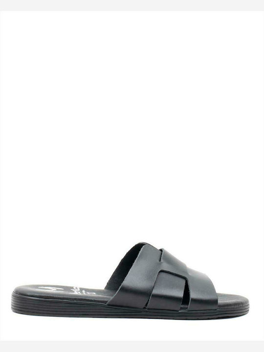 Sandale plate din piele pentru femei MARILA 1-748-22009-24 NEGRU NEGRU NEGRU NEGRU