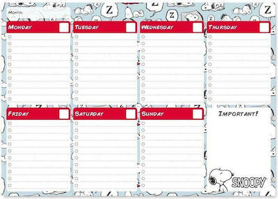 Snoopy Weekly Planner Agenda White 29.7x21cm