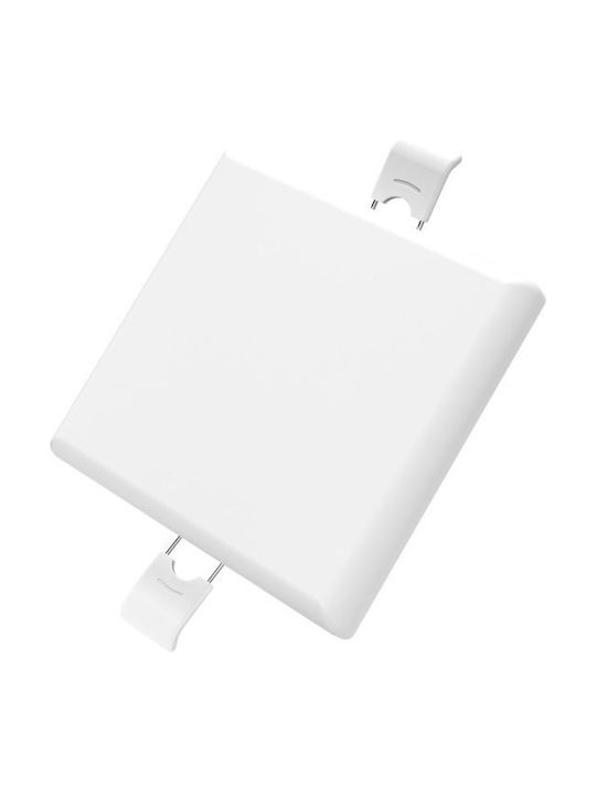 Optonica Square Metallic Recessed Spot with Integrated LED and Cool White Light White 12x12cm. 1pcs