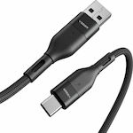 Veger AC03 Braided USB 2.0 Cable USB-C male - USB-A male Μαύρο 1.2m
