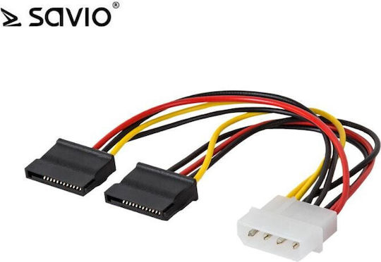 Savio 4-Pin Molex - 15-Pin Sata Cable 0.18m Multicolour (AK-13)
