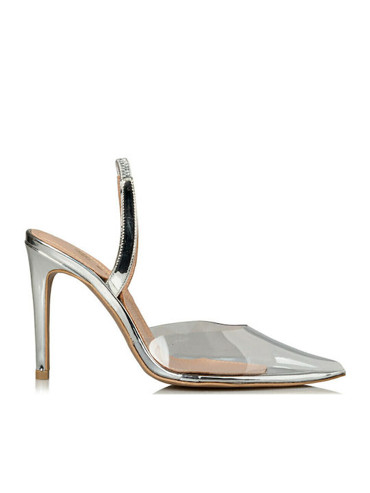 Envie Shoes Μυτερές Γόβες με Τακούνι Στιλέτο Ασημί