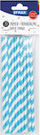 Stylex Creative Straws Paper Blue with Blue and White Stripes 19.5cm 20pcs