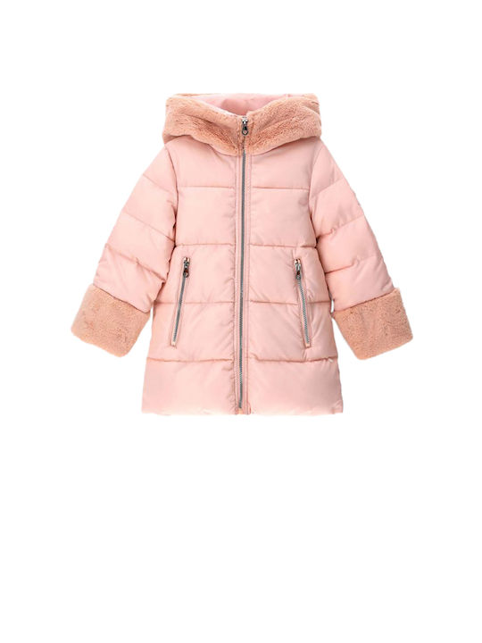 Original Marines Kids Quilted Jacket Long Hooded Pink