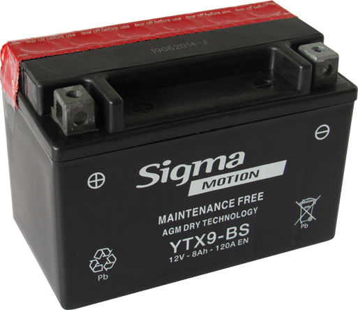Sigma Затворен тип Мотоциклетна батерия YTX9-BS с капацитет 8Ах