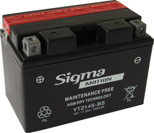 Sigma Motorradbatterie YTZ14S-BS mit Kapazität 11.2Ah