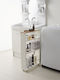 Yamazaki Floor Bathroom Shelf Metallic with 3 Shelves 47.5x13x80.5cm White