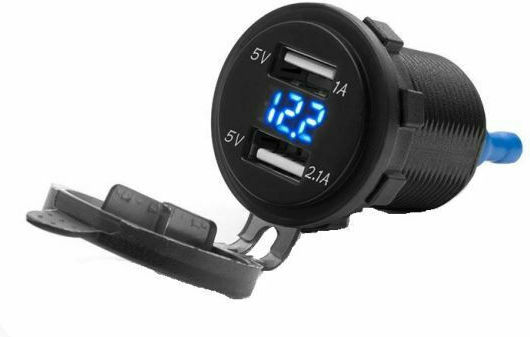 4Ride Motorradladegerät mit Anschlüssen: 2xUSB mit Voltmeter