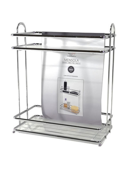 General Trade Wall Mounted Bathroom Shelf Metallic with 2 Shelves 28.5x15x33.5cm Silver