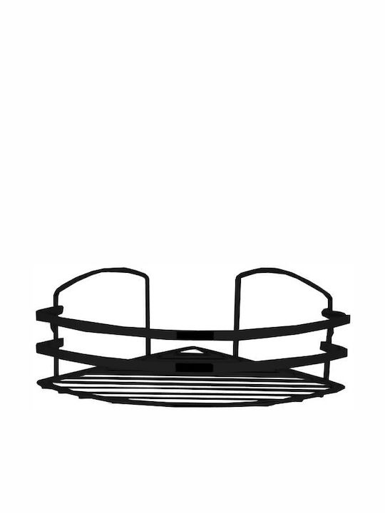 Tekno-Tel 455.BK081/BL Γωνιακή Επιτοίχια Ραφιέρα Μπάνιου Inox 27x19x10cm Μαύρη