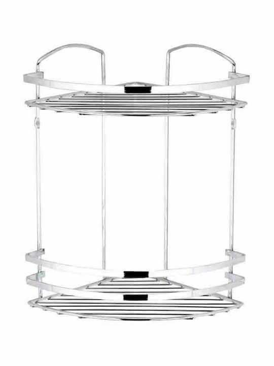 Tekno-Tel 455.BK082/ST Colț Montat pe perete Raft de baie Inox cu 2 rafturi 27x19x32cm