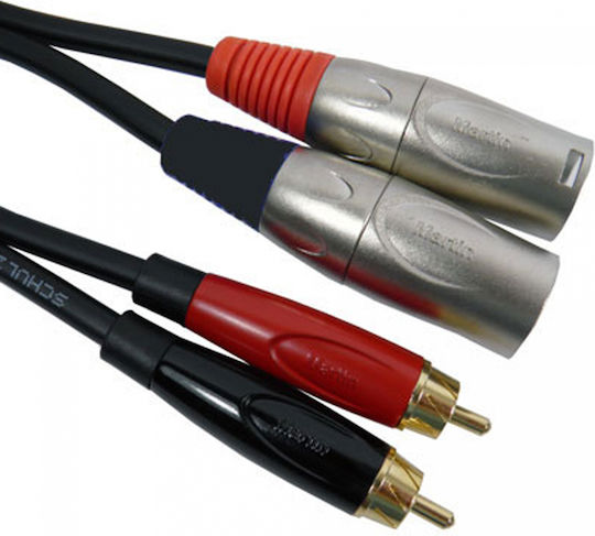 Schulz Kabel Cable 2x XLR male - 2x RCA male Μαύρο 3m