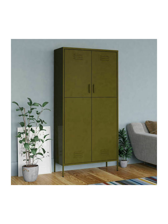 În picioare pe podea de Birou Metalică în Culoare Verde, 90x50x180cm