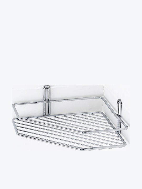 Tekno-Tel 455.ES071 Γωνιακή Επιτοίχια Ραφιέρα Μπάνιου Inox με 1 Ράφι 27.5x20x8cm