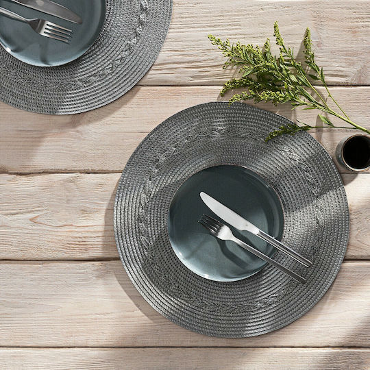 Gofis Home Moira Platzdeckchen Rund Kunststoff Silver 38cm 1Stück